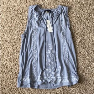 FLOWY BLUE EMBROIDERED TANK TOP